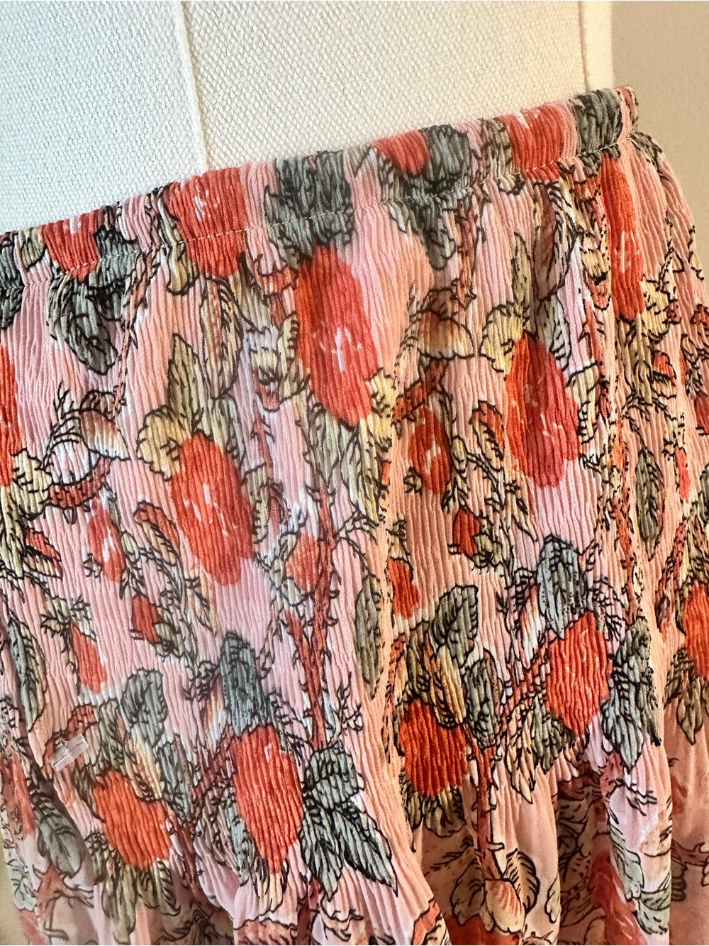 Vintage-Inspired Pink Floral Boho Midi Skirt | Size Small | Cottagecore Prairie - Picture 4 of 7